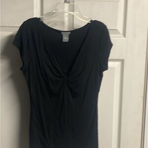 Ann Taylor Black Ruched Blouse